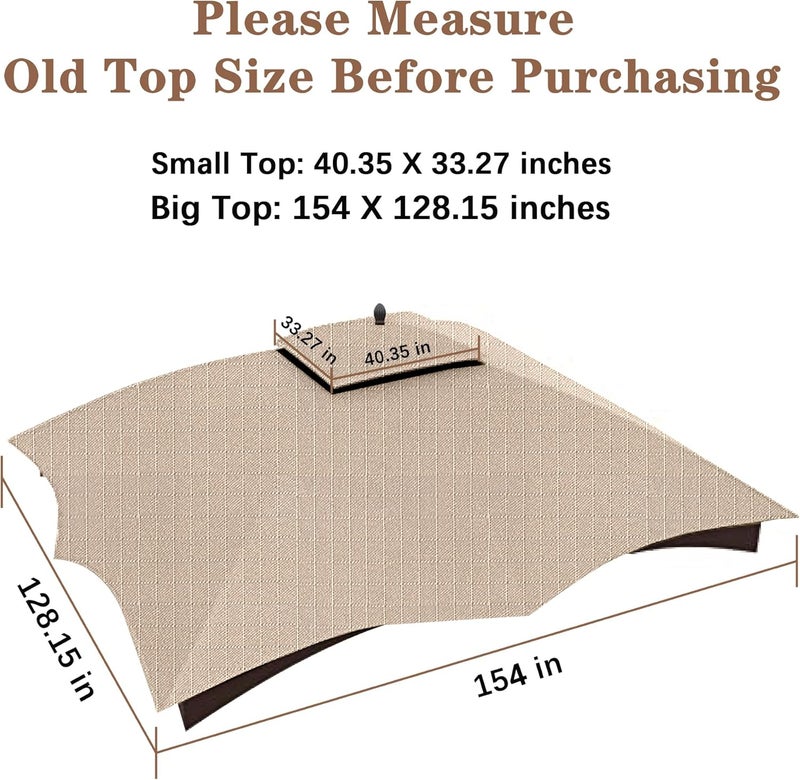 SCOCANOPY Light Beige Ripstop Replacement Top for Lowe's Allen Roth 10X12 Gazebo Model #GF-12S004B-1/ GF-12S004BTO - Image 4